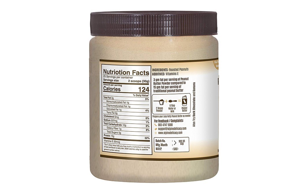 Alpino Peanut Butter Powder Natural   Jar  400 grams